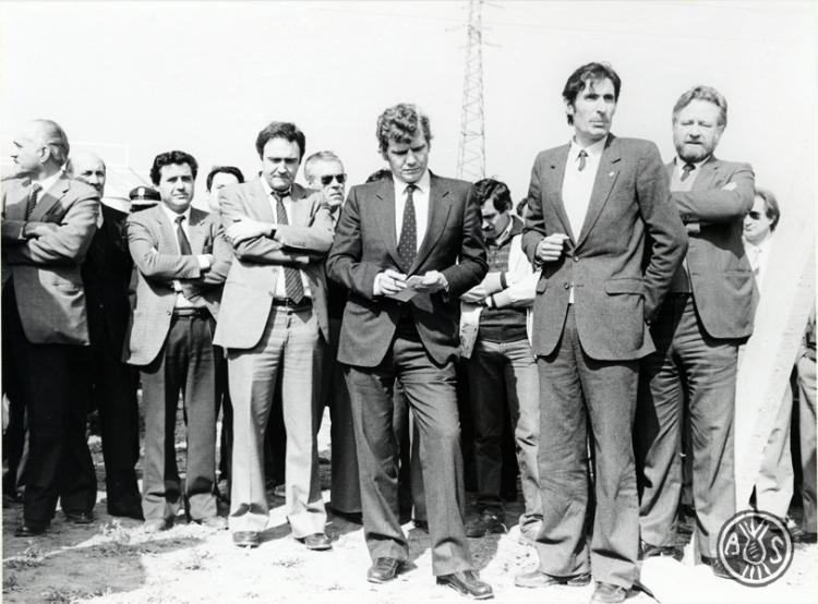 Col·locació de la primera pedra del barri de Torreguitart. Sabadell