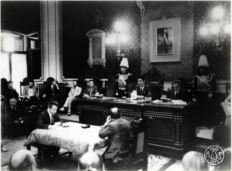 Presa de possessió de l'alcalde i regidors. Eleccions municipals de maig del 1983. Sabadell
