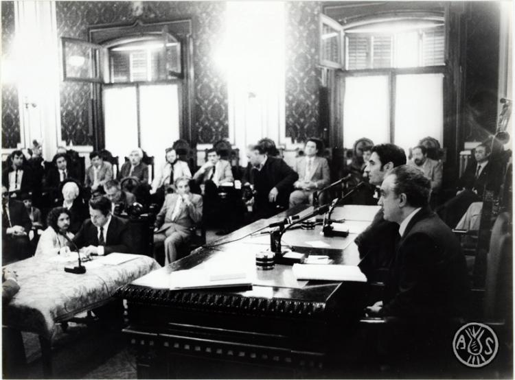 Presa de possessió de l'alcalde i regidors. Eleccions municipals de maig del 1983. Sabadell