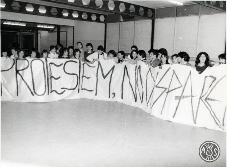 Manifestació d'estudiants d'ensenyament mitjà. Sabadell