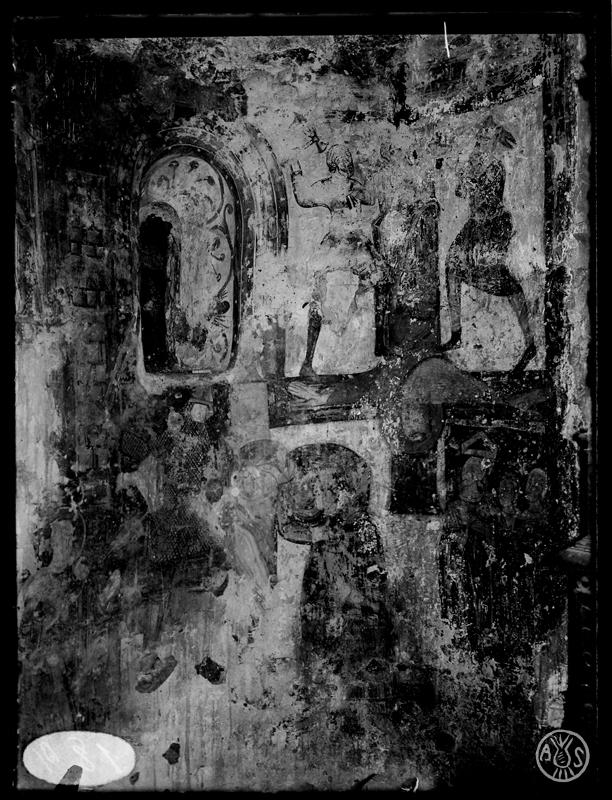 Detall de les pintures murals de l'absis major de l'església de Santa Maria de Barberà. Barberà del Vallès