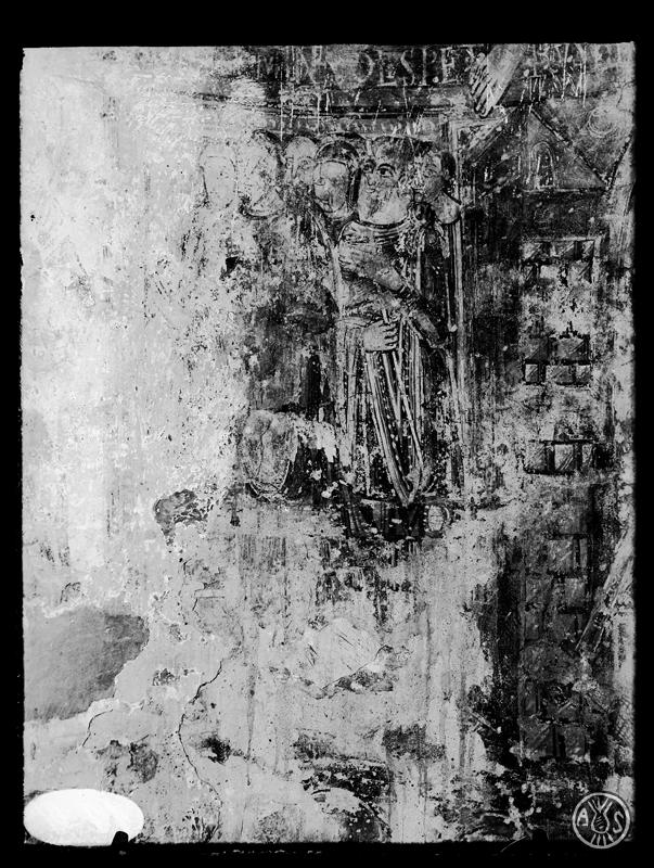 Detall de les pintures murals de l'absis major de l'església de Santa Maria de Barberà. Barberà del Vallès