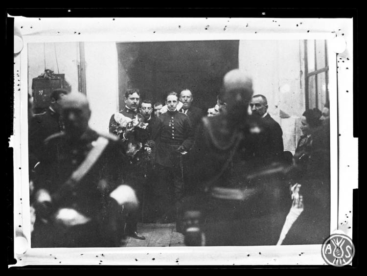 Visita del rei Alfons XIII a la fàbrica de Mateu Brujas. Sabadell