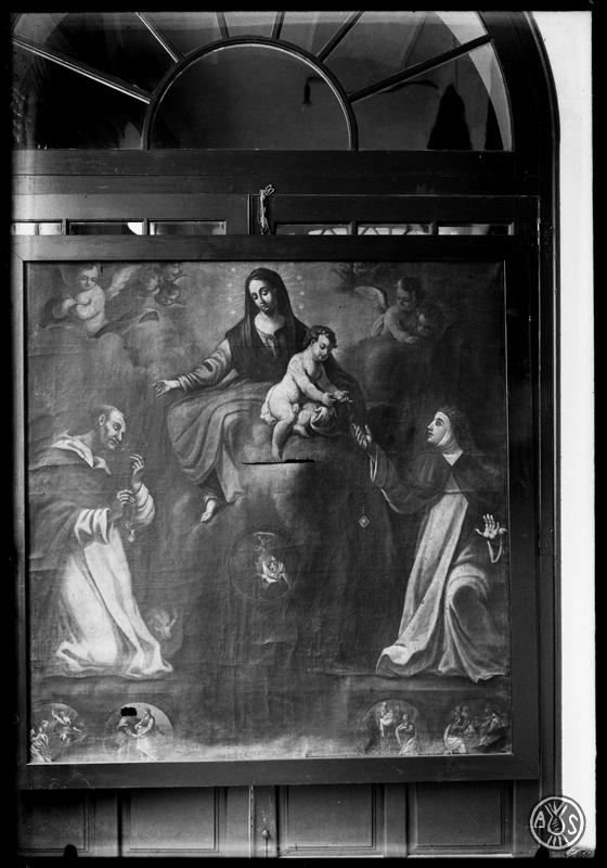 Imatge de la Mare de Déu amb el nen Jesús. Exposició Rosariana a l'Acadèmia Catòlica. Sabadell