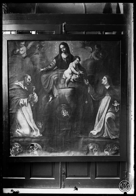 Imatge de la Mare de Déu amb el nen Jesús, que pertany al retaule de Sant Vincenç de Jonqueres. Exposició Rosariana. Acadèmia Catòlica. Sabadell