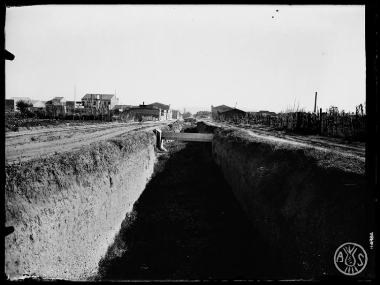 La Riereta en procés de canalització. Sabadell