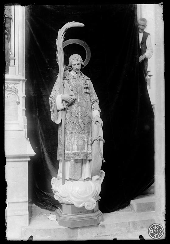 Imatge de Sant Feliu, patró de Sabadell, a l'altar major de l'església del mateix nom