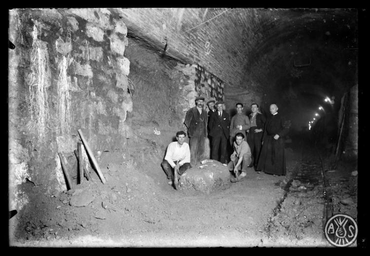 Restes d'un mastodont (Tetralophodon longirostris) en el túnel dels FF.CC. Sabadell