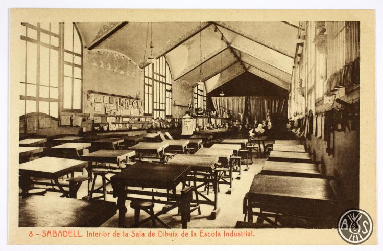 [8- Sabadell. Interior de la sala de dibuix de l'Escola Industrial]