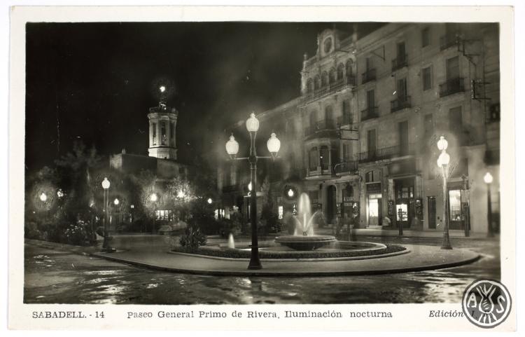 [Sabadell-14. Paseo General Primo de Rivera. Iluminación nocturna]