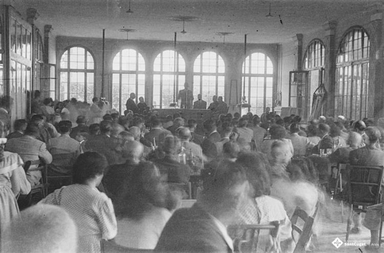Actes de la festa inaugural de la restaurada Societat Coral La Unió Santcugatenca. Parlaments.