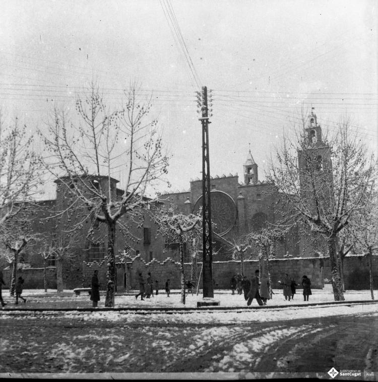 Plaça d'Octavià nevada.