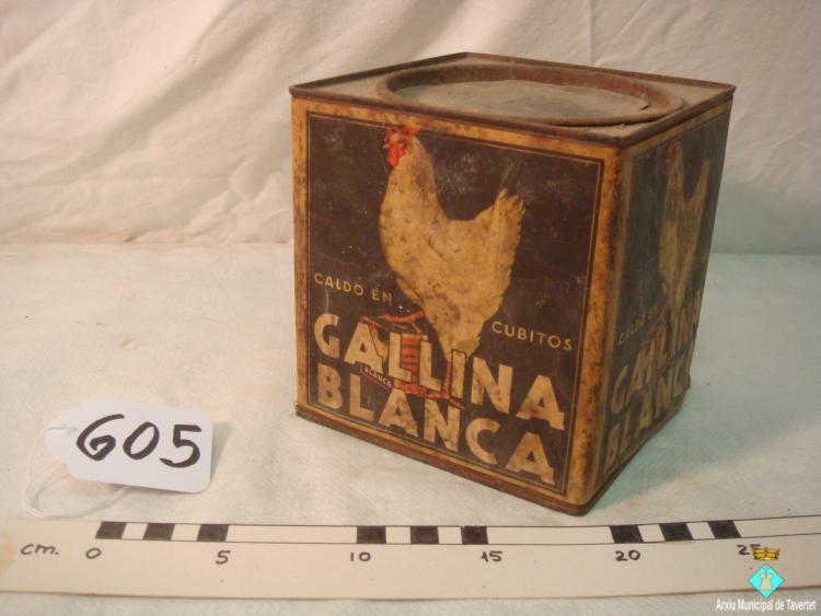 0605-Capsa de llauna cubets Gallina Blanca