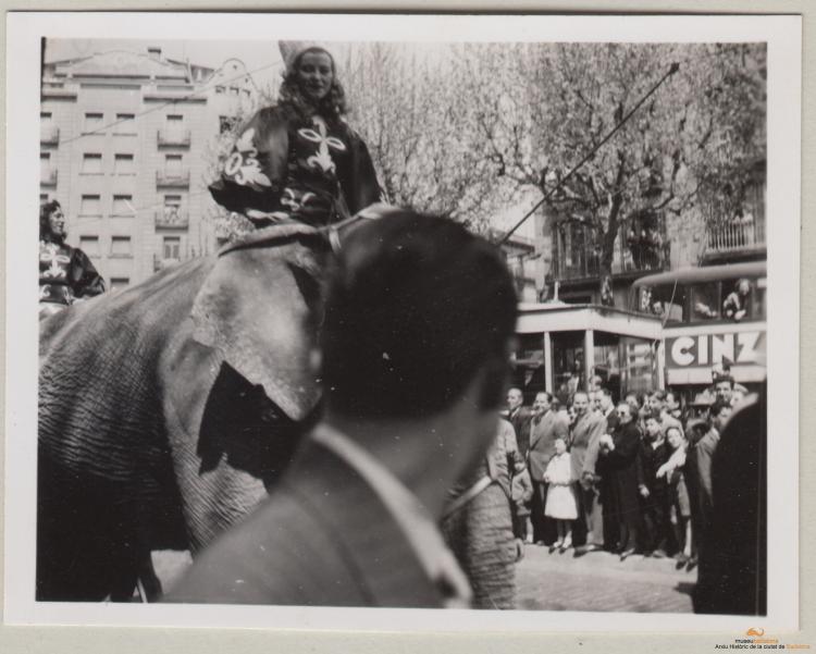 Vistes vàries de l'arribada d'un elefant a Barcelona (només viurà una setmana)
