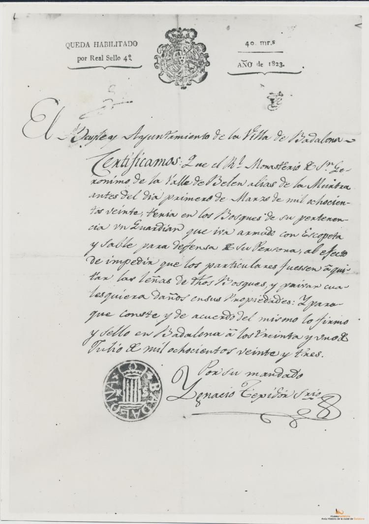Sant Jeroni de la Murtra. Document