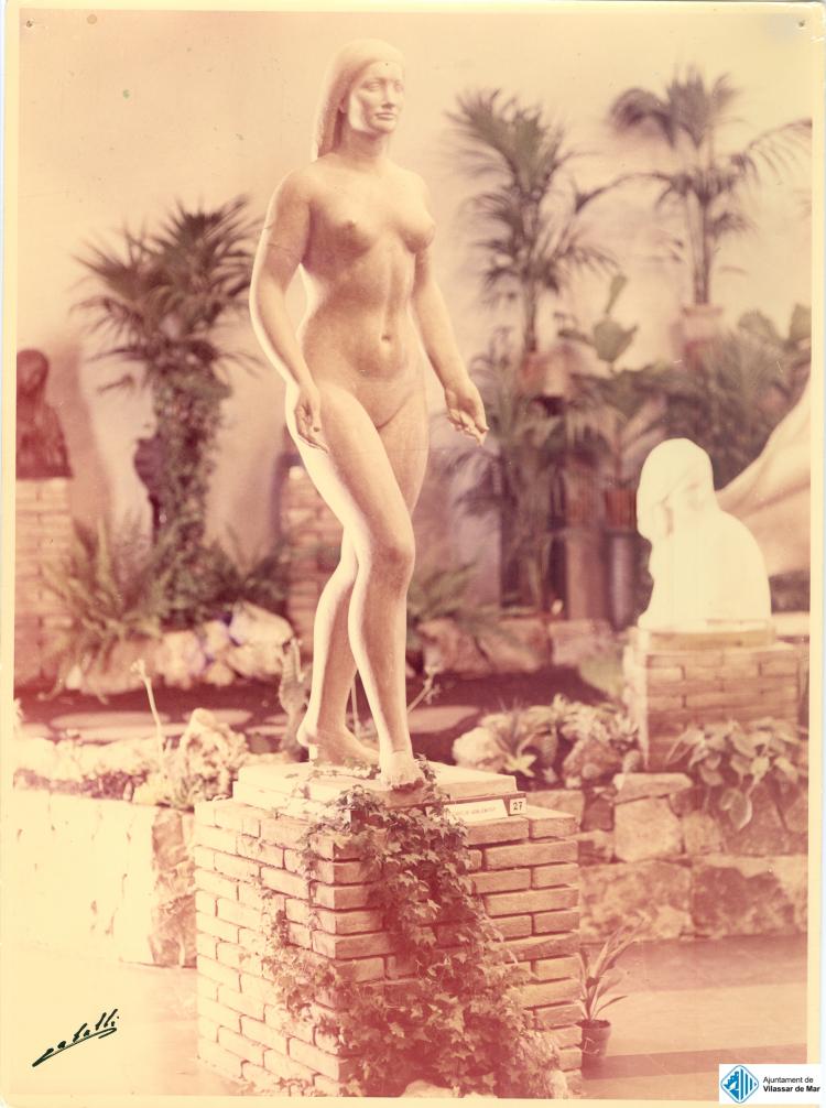 Exposició de plantes, homenatge a l'escultor Enric Monjo a la sala d'actes de Florimar durant la Festa Major, 23 a 26 de juny de 1958