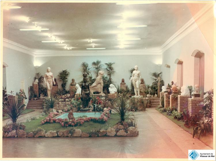 Exposició de plantes, homenatge a l'escultor Enric Monjo a la sala d'actes de Florimar durant la Festa Major, 23 a 26 de juny de 1958