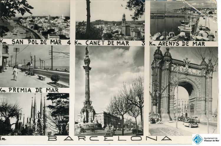 Vistes de Vilassar de Mar i altres poblacions. Postal