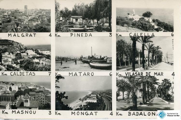 Vistes de Vilassar de Mar i altres poblacions. Postal
