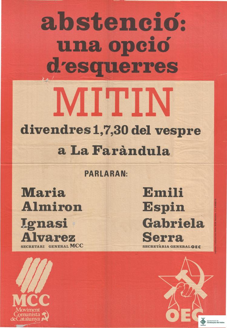 Abstenció, una opció d'esquerres. Mitin.