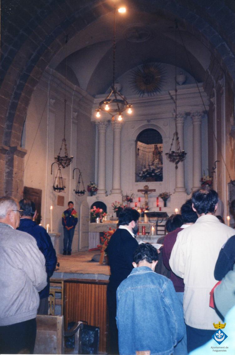 Visita col·lectiva dels folguerolencs als llocs Verdaguerians de Barcelona. Capella museu de Vil·la Joana a Vallvidrera