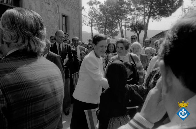 Festa Verdaguer. Recepció d'autoritats. Marta Ferrussola, primera dama de Catalunya, Josep Aguilar, alcalde de Calldetenes