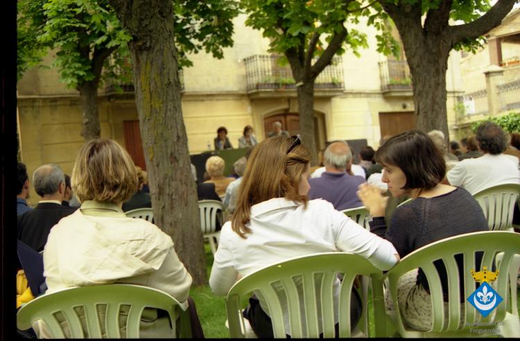 Parlaments institucionals de Festa Verdaguer a càrrec de Maria Mercè Miró que va editar Jovenívoles, Gil Orriols, alcalde de Folgueroles i Carme Torrents, directora de la casa museu Verdaguer