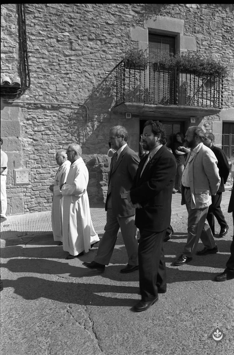 Processó de la Verge dins els actes de la Festa Major. Gil Orriols, alcalde de Folgueroles