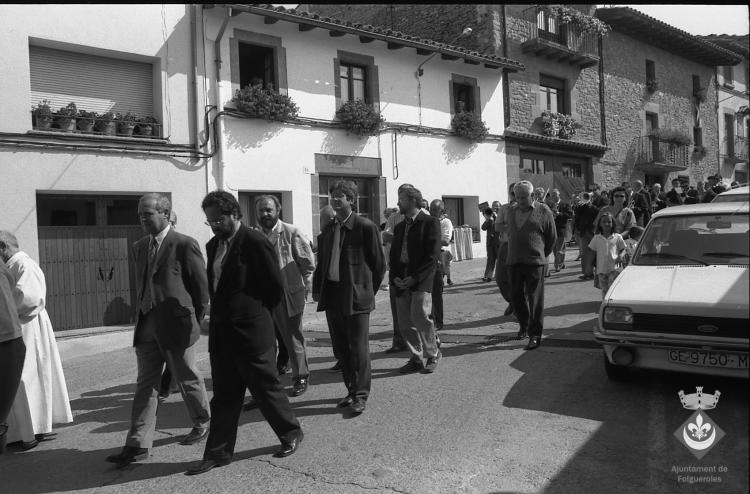Processó de la Verge dins els actes de la Festa Major. Gil Orriols, alcalde de Folgueroles