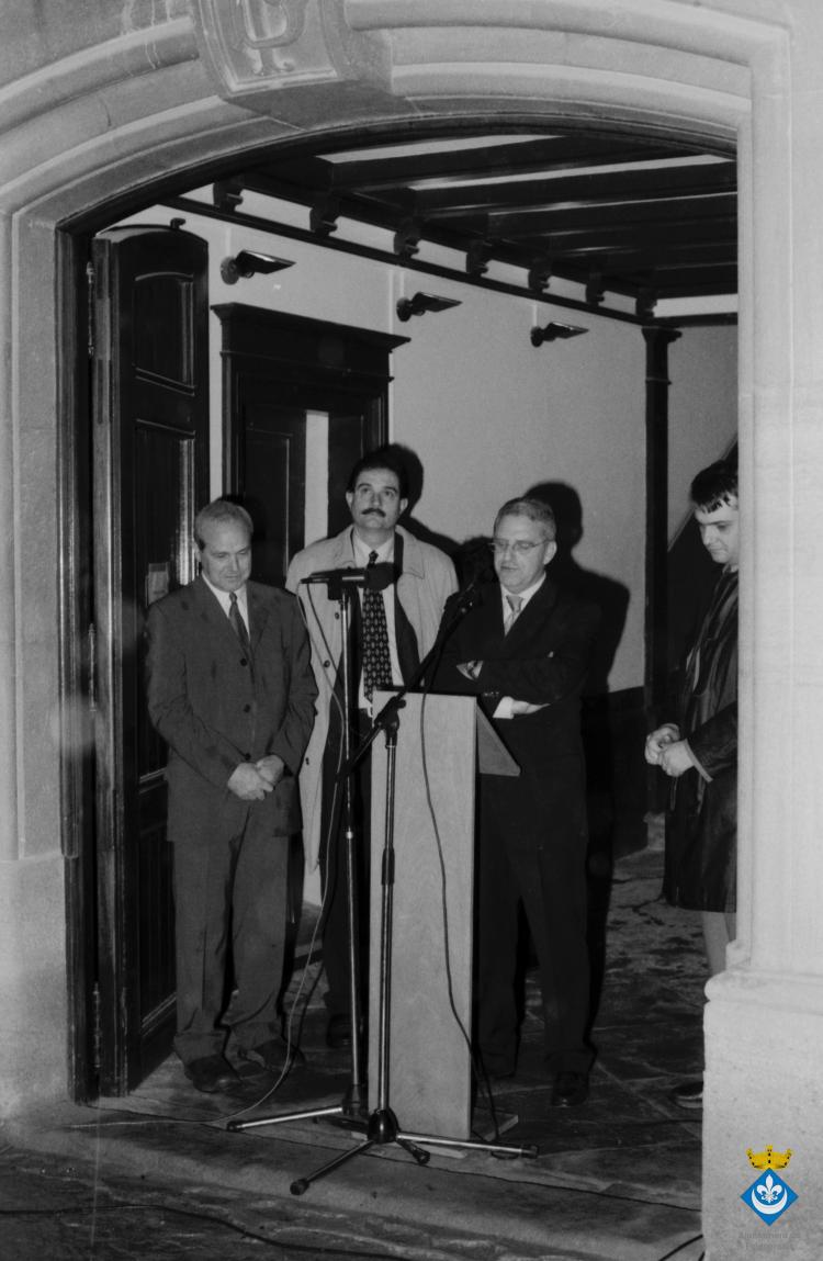 Parlaments dins la Festa Verdaguer. Gil Orriols, alcalde de Folgueroles, Carme Torrents, directora de la casa museu Verdaguer
