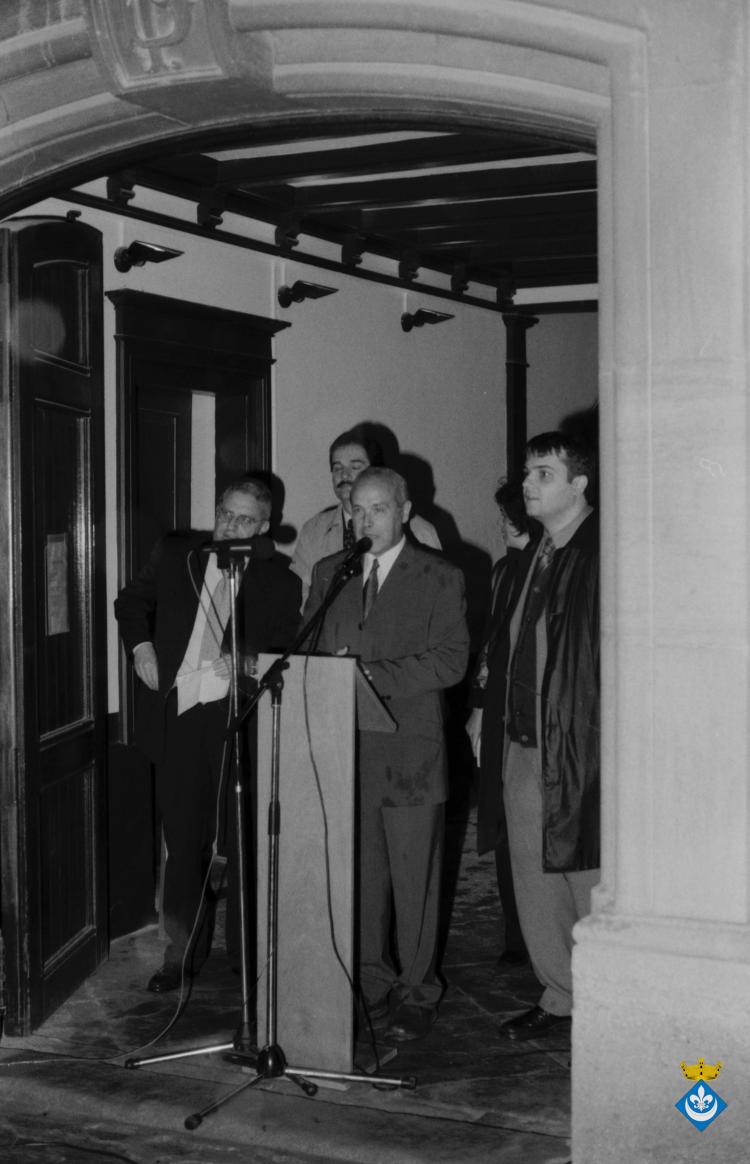 Parlaments dins la Festa Verdaguer. Gil Orriols, alcalde de Folgueroles, Carme Torrents, directora de la casa museu Verdaguer