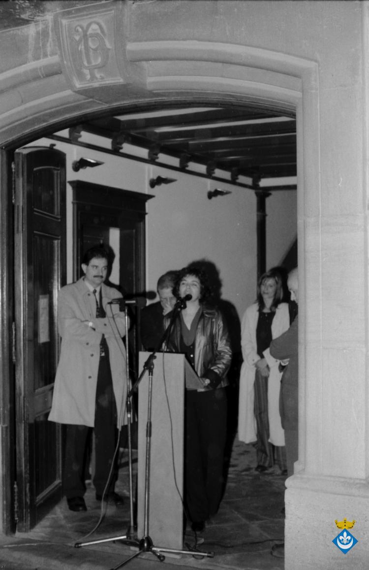 Parlaments dins la Festa Verdaguer. Gil Orriols, alcalde de Folgueroles, Carme Torrents, directora de la casa museu Verdaguer