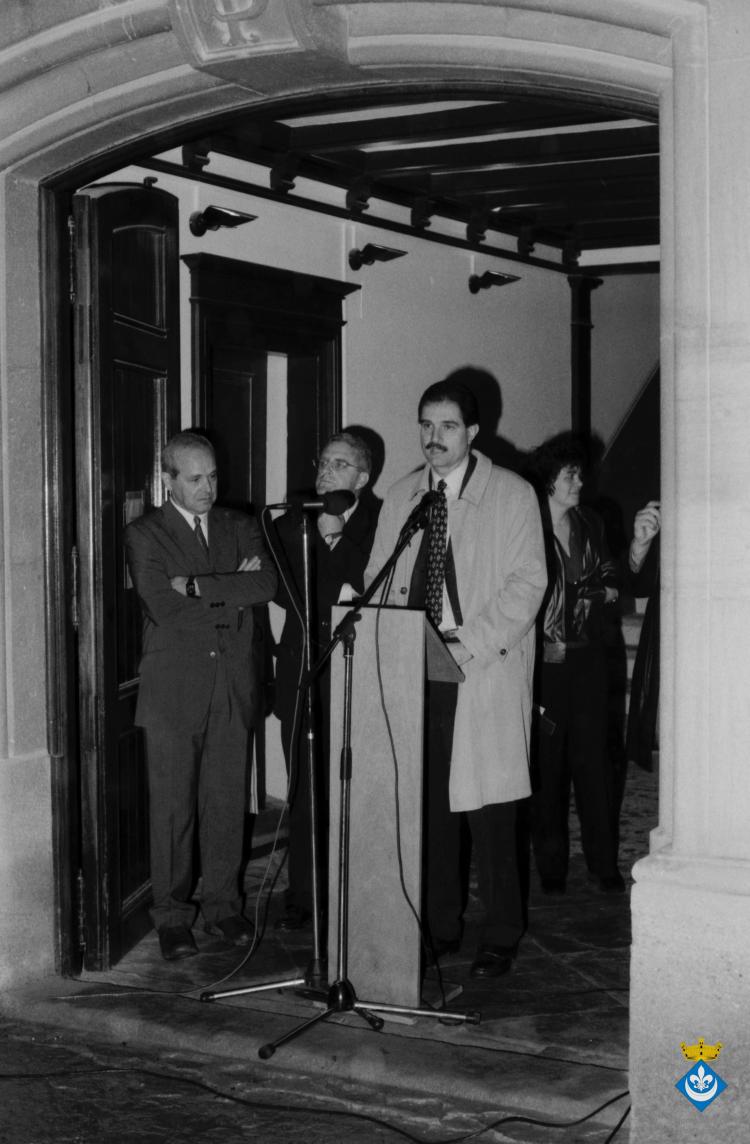 Parlaments dins la Festa Verdaguer. Gil Orriols, alcalde de Folgueroles, Carme Torrents, directora de la casa museu Verdaguer