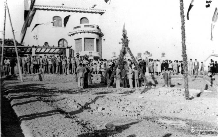 Acte de col·locació de la primera pedra de l'església del Pilar