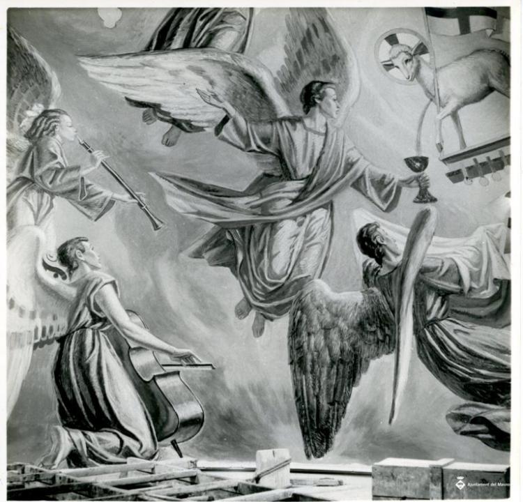 Detall de les pintures de J. Brunet a la capella del Santíssim de l'església de Sant Pere