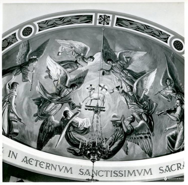 Cúpula amb les pintures de J. Brunet a la Capella del Santíssim