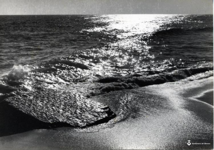 Gran roca a la vora del mar a la platja del Masnou