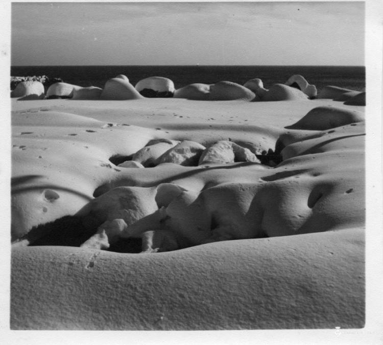 Platja del Masnou coberta de neu