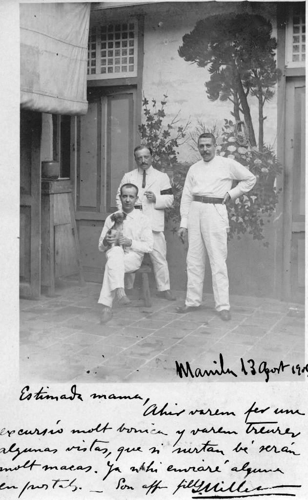 Salvador Millet Villà amb dos companys