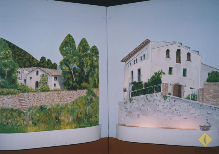 Festa Major de Santa Maria. Rètols decoratius amb les masies de la Palma