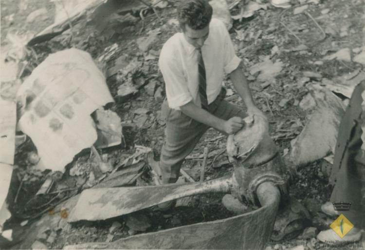 Lluís Pascual com a voluntari a l'accident d'aviació del Montseny de 1959