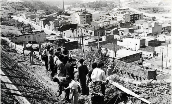 Visita d'obres de l'alcalde i regidors. Sabadell