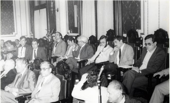 Presa de possessió de l'alcalde i regidors. Eleccions municipals de maig del 1983. Sabadell
