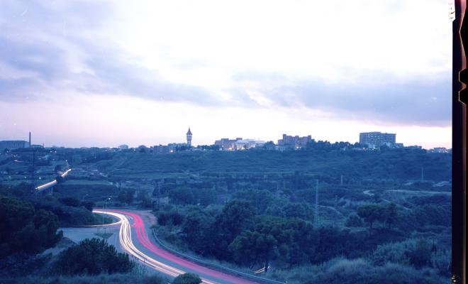 Posta de sol amb el perfil de Sabadell