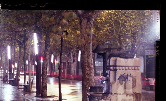 La Font del Nano a la Rambla de Sabadell de nit