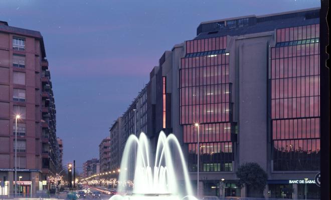 La plaça de Catalunya i la ronda Zamenhof de nit