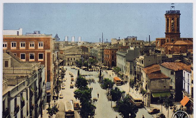 Avinguda Primo de Rivera, actual Passeig de la Plaça Major. Sabadell