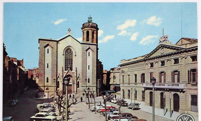 Plaça de Sant Roc i església de Sant Feliu. Sabadell