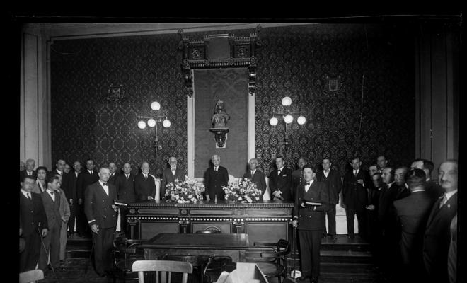 Visita de Francesc Macià i Llussà, persident de la Generalitat, a Sabadell