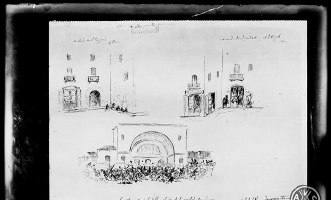 Dibuix del pintor Domènec Soler amb records del Sabadell desaparegut